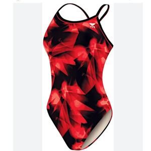 TYR Women’s XXS / Girls 11/12 Red Black Diamondback Training Competition 1 Piece